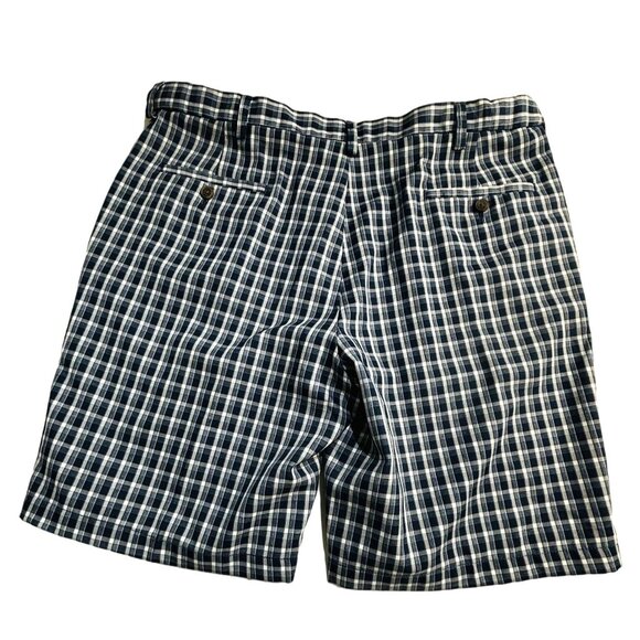 Haggar Cool 18 Pro Shorts Men's Size 38 Blue Plaid Golf Casual Stretch Expandabl - Picture 6 of 9